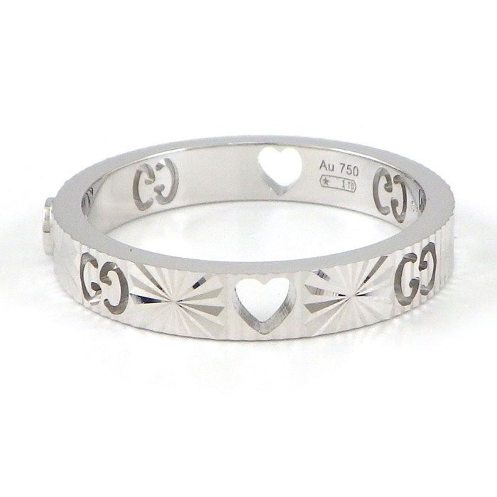 GUCCI Amore Heart Ring with Diamond in K18 White Gold - Size #9