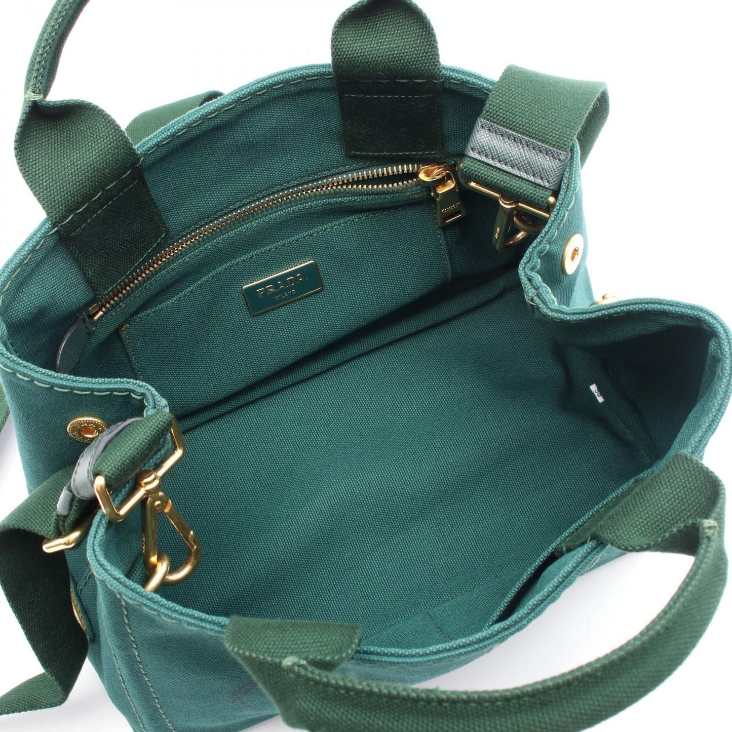 PRADA Canapa Green Canvas Tote Bag - Timeless Elegance
