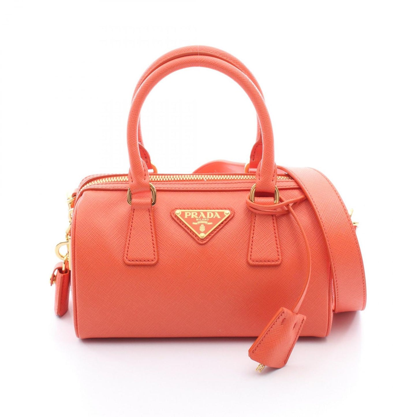 PRADA Saffiano Lux Mini Boston Bag in Orange - Timeless Elegance