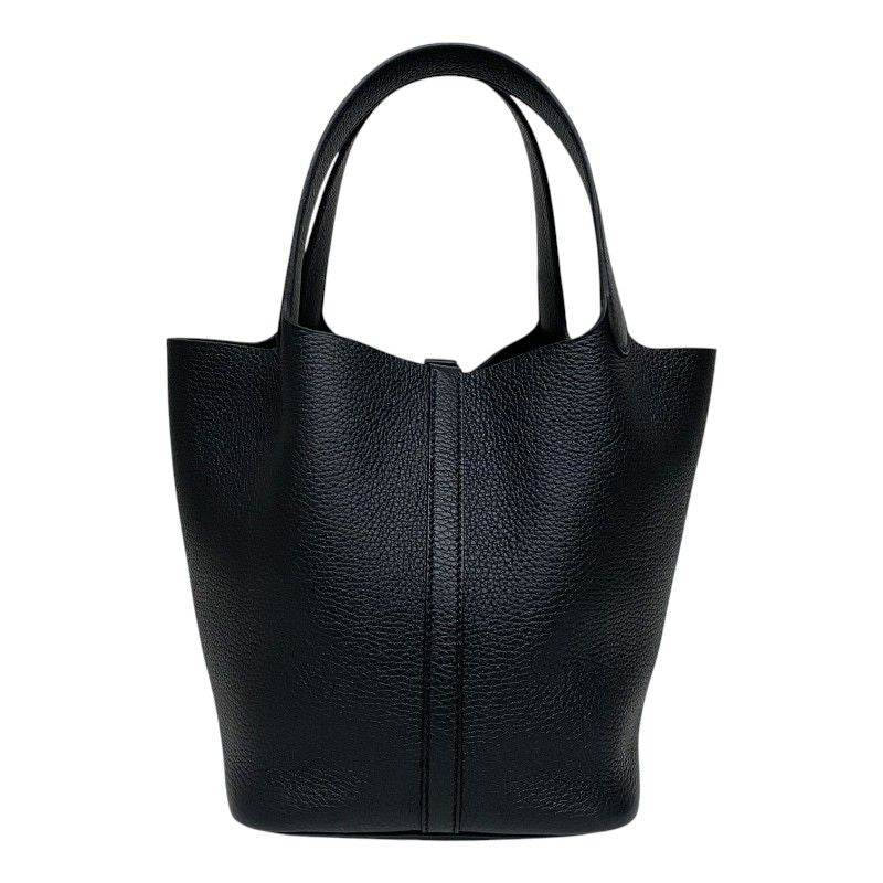 HERMES Picotin Lock MM Black Togo Leather Tote with Silver Hardware