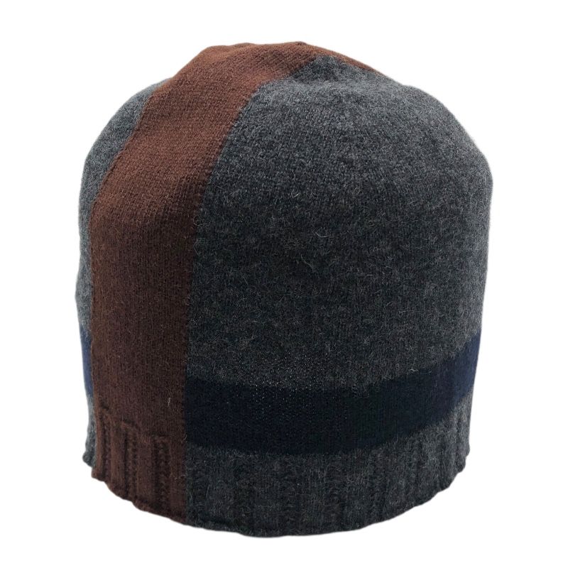 HERMES Wool Knit Cap in Gray, Brown, and Navy - Unisex Luxury Accessory