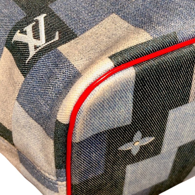 Louis Vuitton Neverfull MM Monogram Denim Tote Bag with Gold Hardware