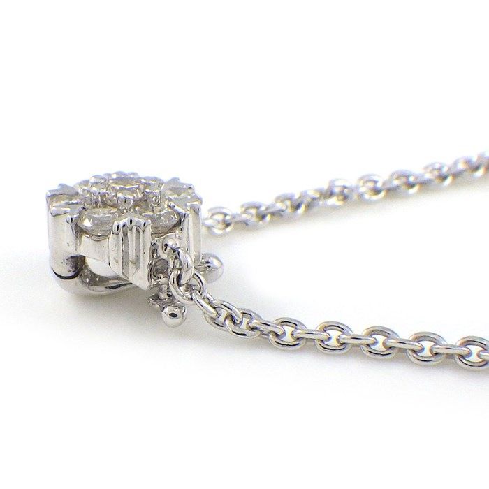 Exquisite 2Way Y-Shape Diamond Flower Necklace in K18 White Gold