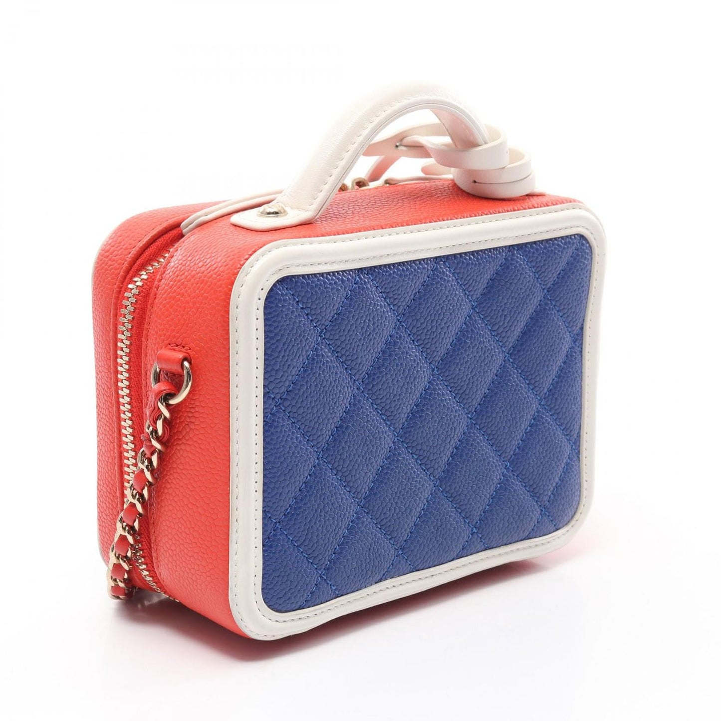 CHANEL CC Filigree Small Vanity Bag - Blue/White/Red Leather
