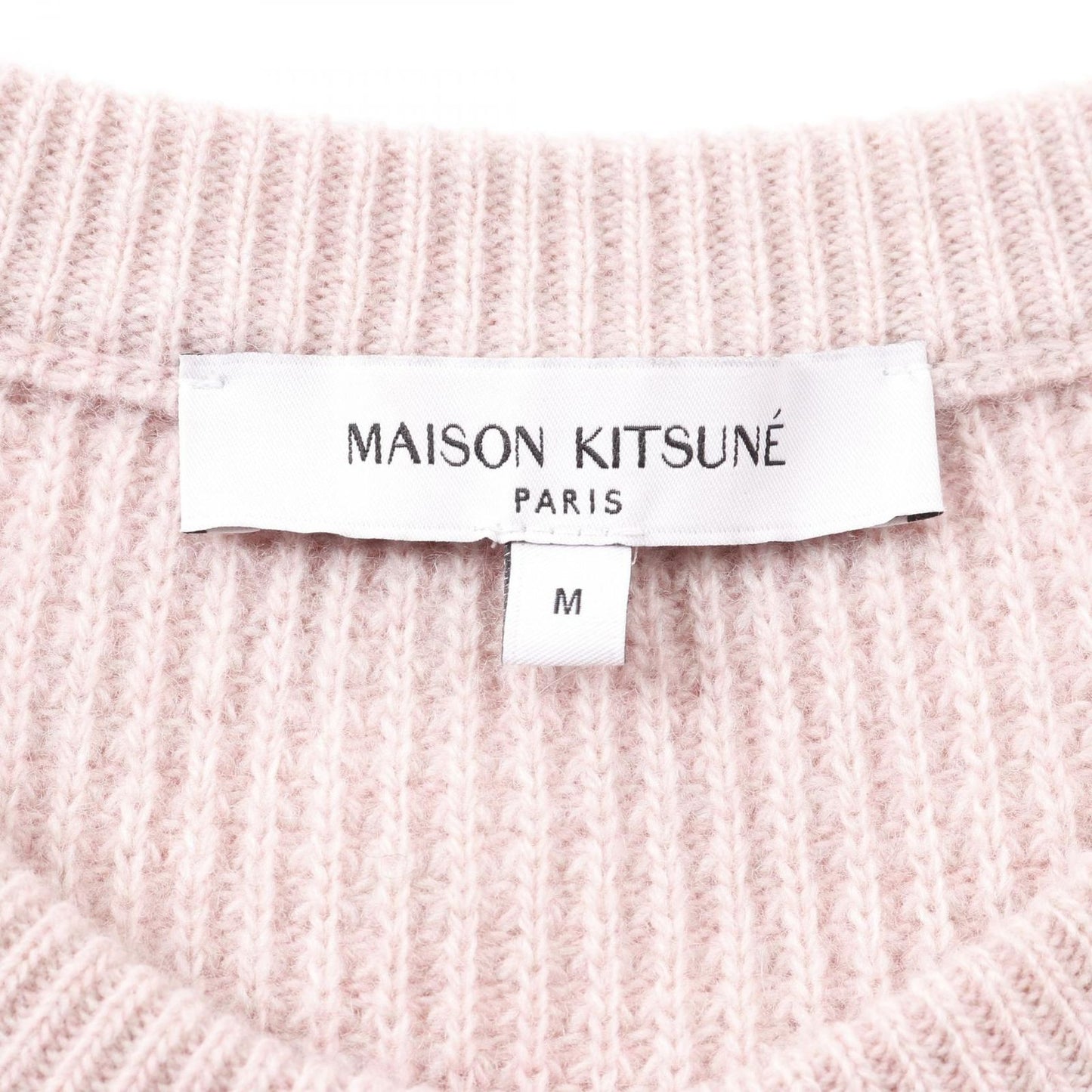 MAISON KITSUNE Handwriting Comfort Cardigan in Pink Wool