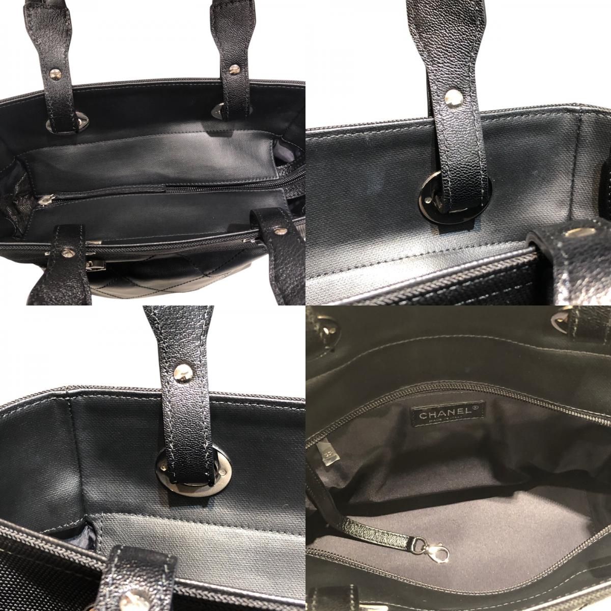 CHANEL Paris Biarritz PM Tote in Black Coated Canvas - Timeless Elegance