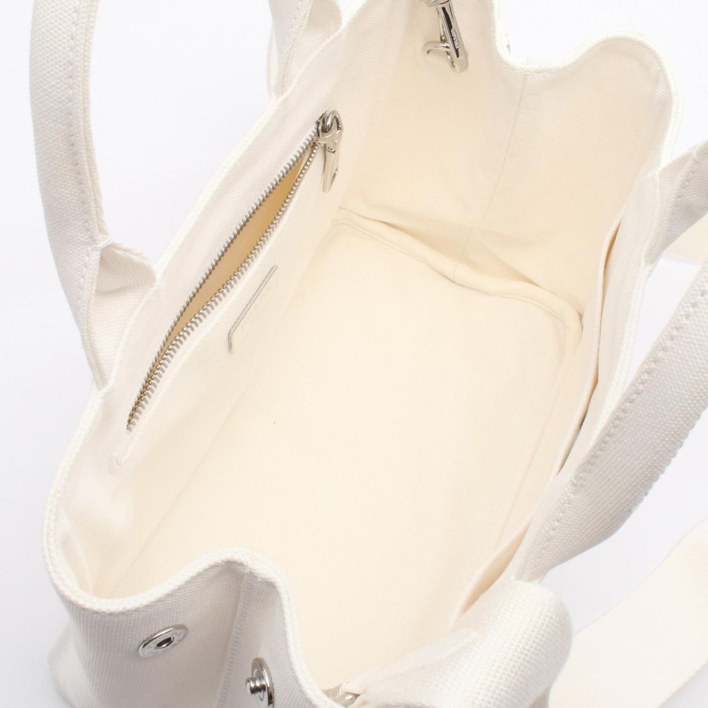 PRADA CANAPA Tote Bag - Exquisite White Canvas 2-Way Design