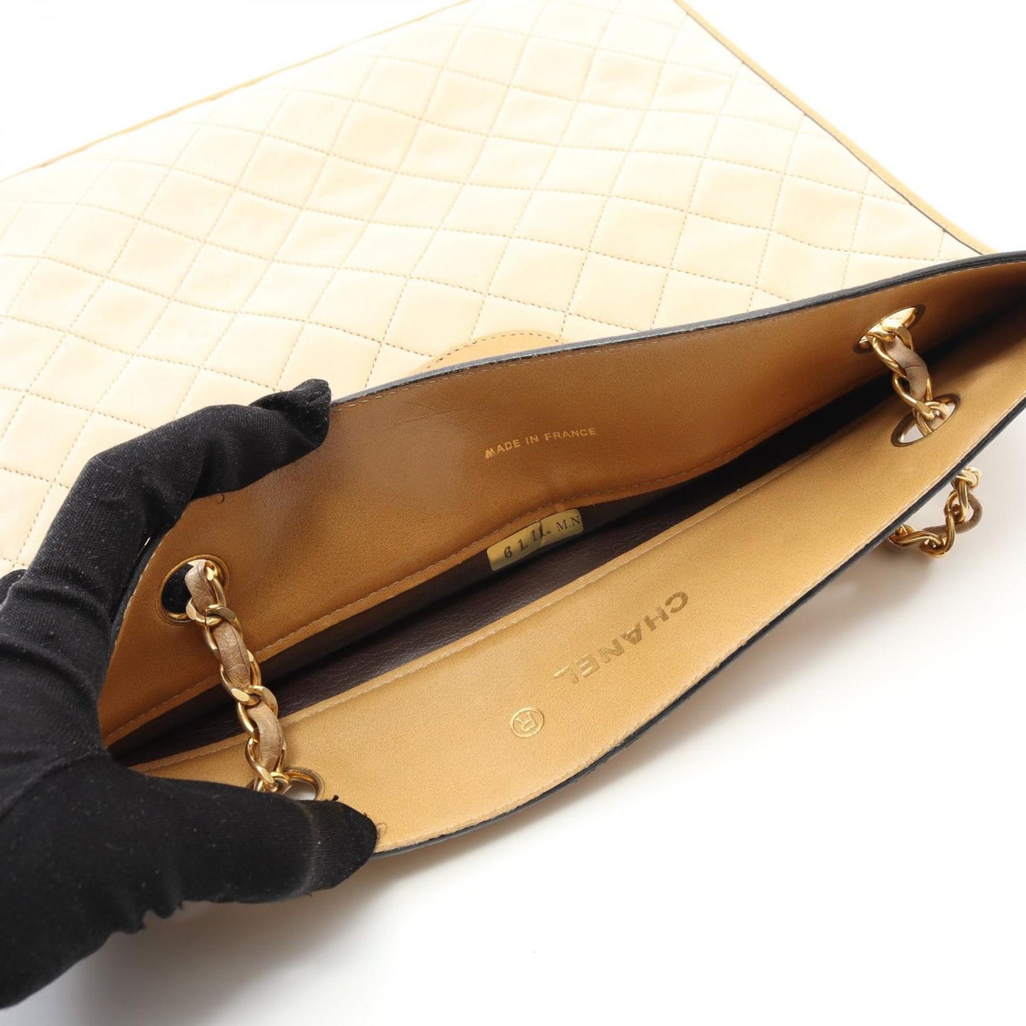 CHANEL Matelassé Tote Bag in Beige Lambskin - Timeless Elegance