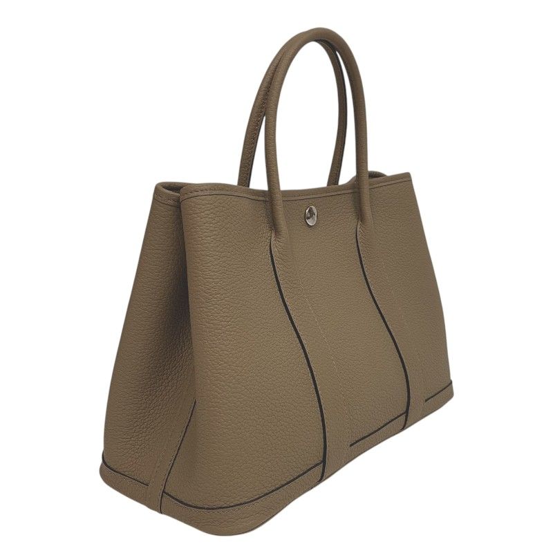 HERMES Garden Party TPM Beige Marfa Tote with Silver Hardware