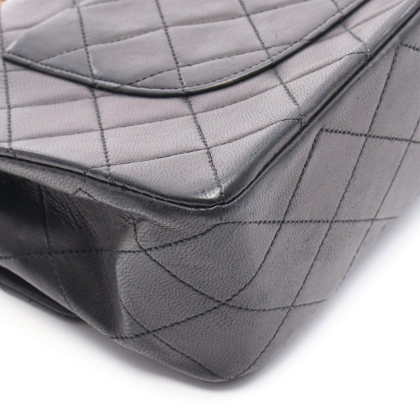 CHANEL Matelassé W Flap Shoulder Bag in Black Lambskin