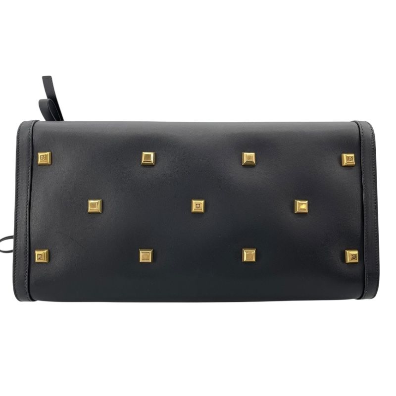 Salvatore Ferragamo Studio 2-Way Black Leather/Raffia Shoulder Bag