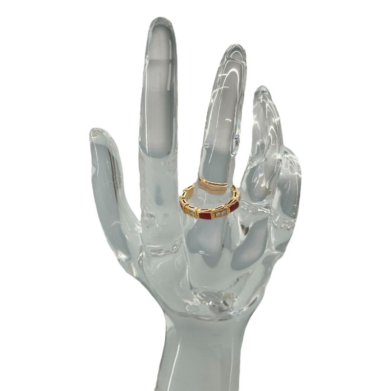 BVLGARI Serpenti Viper Ring in 18K Pink Gold with Carnelian & Diamonds