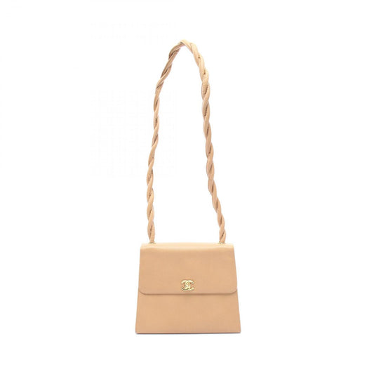 CHANEL Coco Mark Twist Handle Shoulder Bag in Beige Caviar Skin