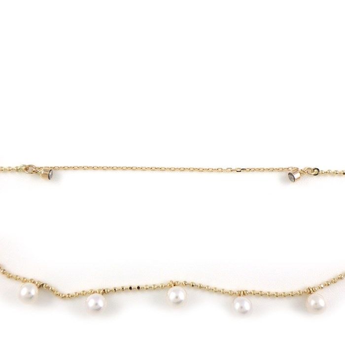 Elegant K10YG Pearl Bracelet with 5 Points of 3.5mm Pearls