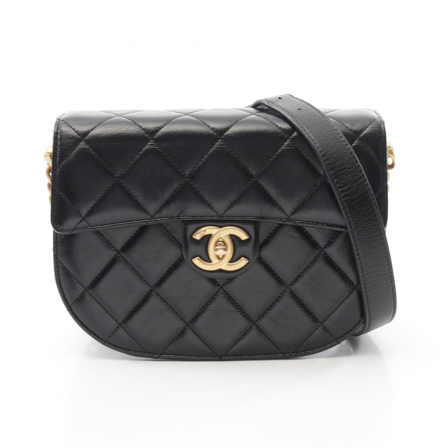 CHANEL Matelassé Shoulder Bag AS2485 in Black Leather