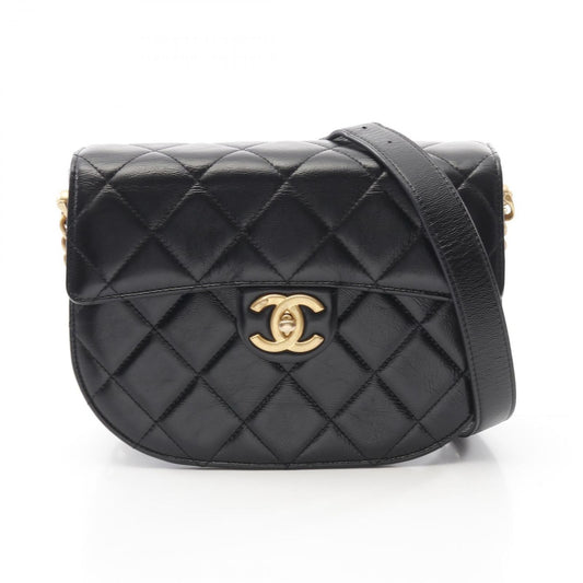 CHANEL Matelassé Shoulder Bag AS2485 in Black Leather