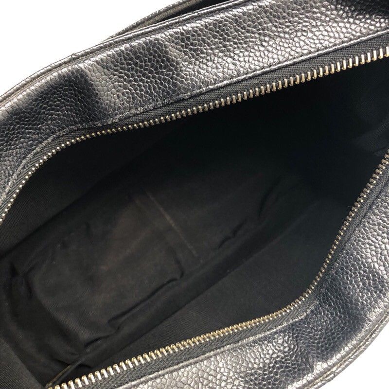 CHANEL Coco Mark Semi Shoulder Bag in Black Caviar with Gold Hardware