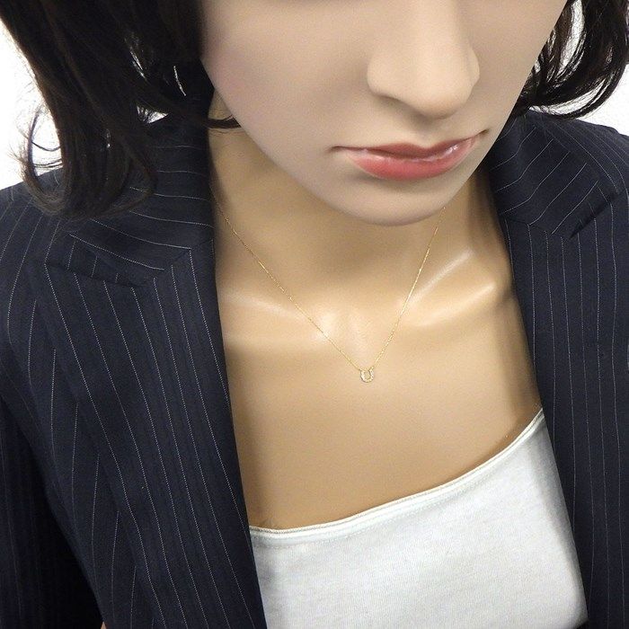 Mini Horseshoe Diamond Necklace in K18 Yellow Gold - 0.059ct