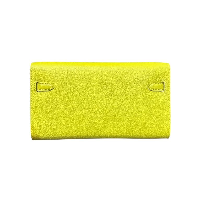HERMES Kelly To Go B Stamp Lime Evercolor Shoulder Bag