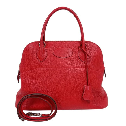 HERMES Bolide 31 Handbag - Rouge Kazak with Silver Hardware (2023)