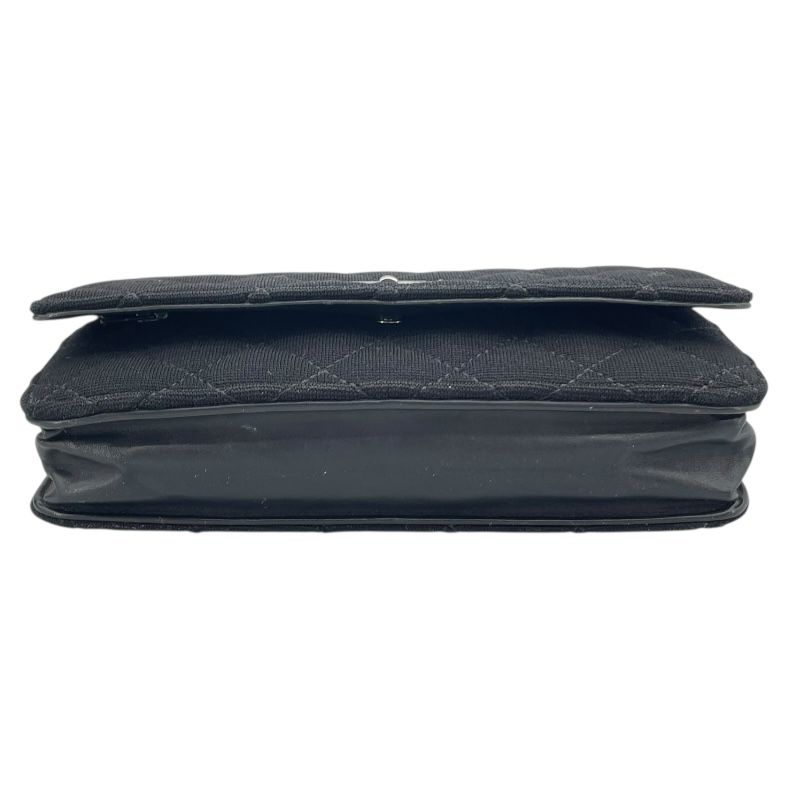 CHANEL Matelassé Chain Shoulder Bag - Black Canvas & Calfskin