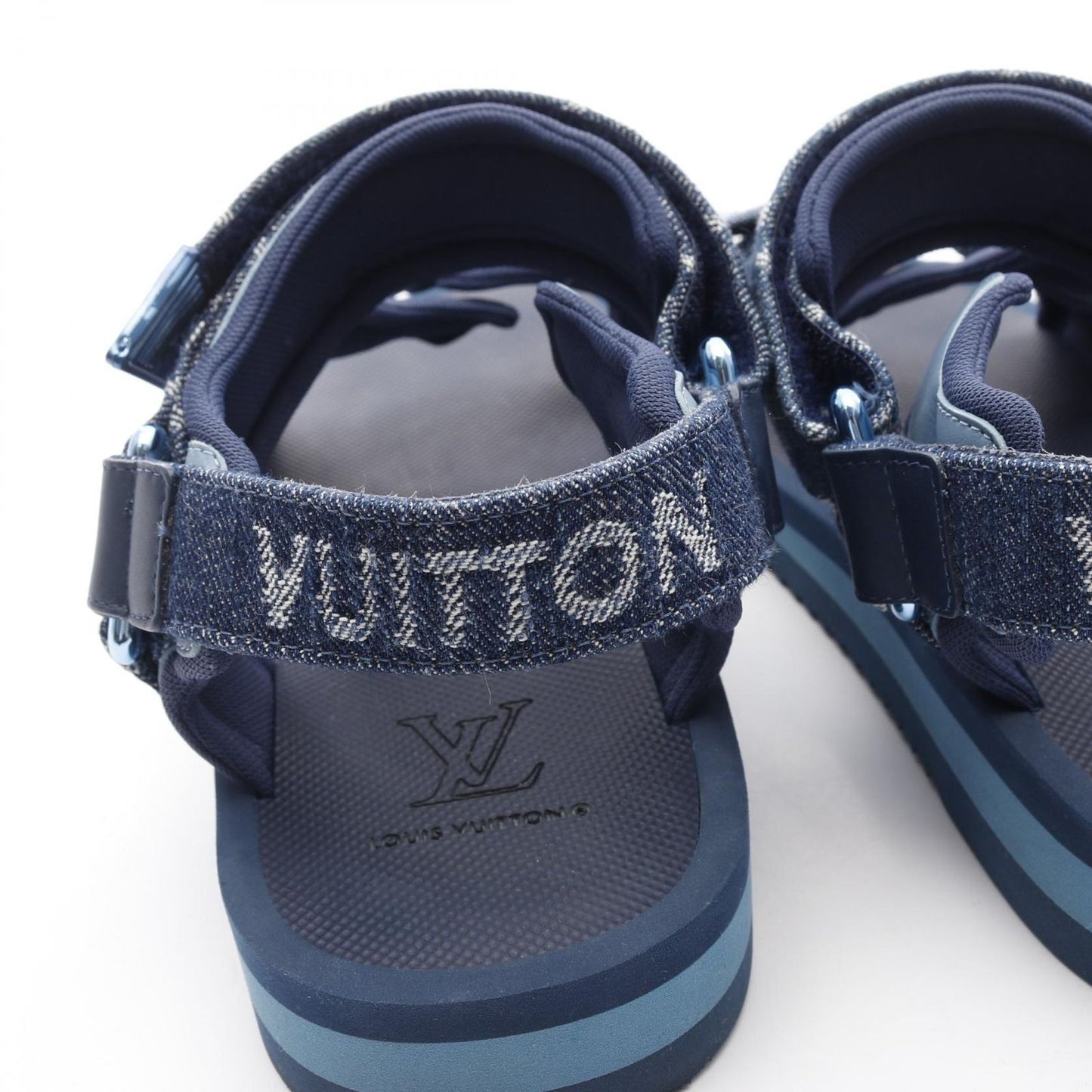 Louis Vuitton Panama Line Monogram Denim Sandals - Navy Blue