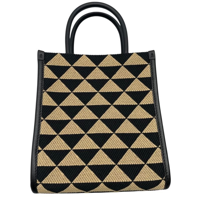 PRADA Symbol Embroidered Fabric Mini Bag - Black/Yellow