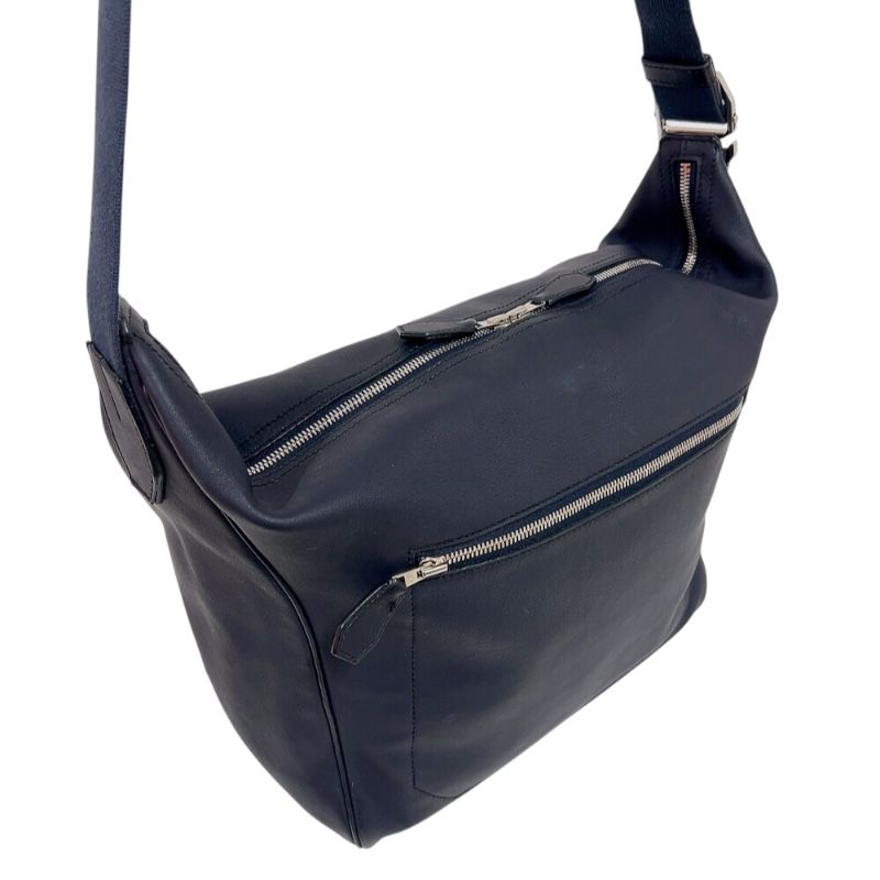 HERMES City Slide MM in Blue Nuit with Silver Hardware - 2016