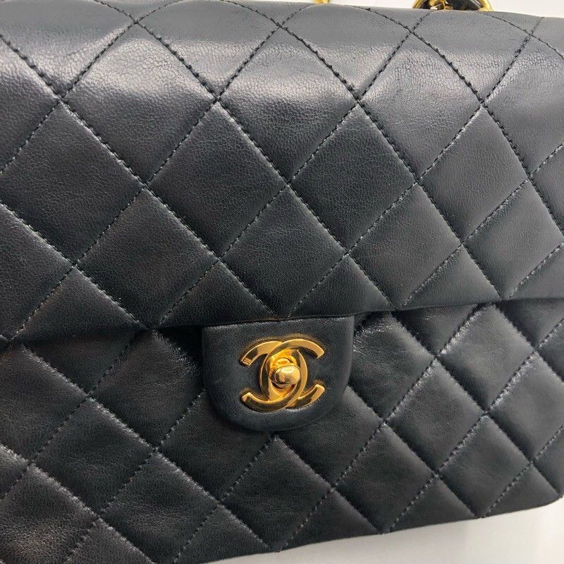 CHANEL Matelassé Chain Shoulder Bag in Black with Gold Hardware