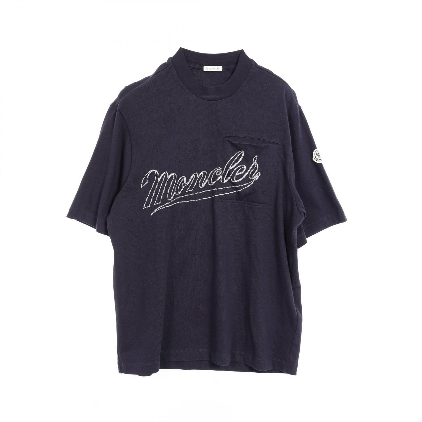 MONCLER Embroidered Logo Cotton T-Shirt - Navy XS
