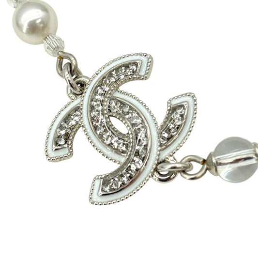 CHANEL Coco Mark Necklace in Silver Metal & Pearl - Exquisite Elegance