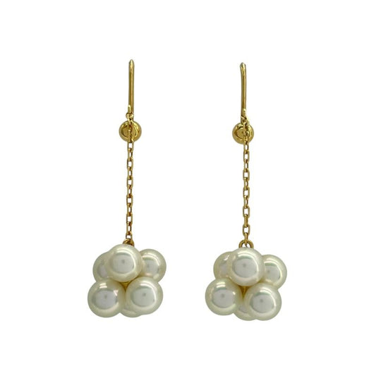 MIKIMOTO K18 Yellow Gold Pearl Earrings - Exquisite Elegance
