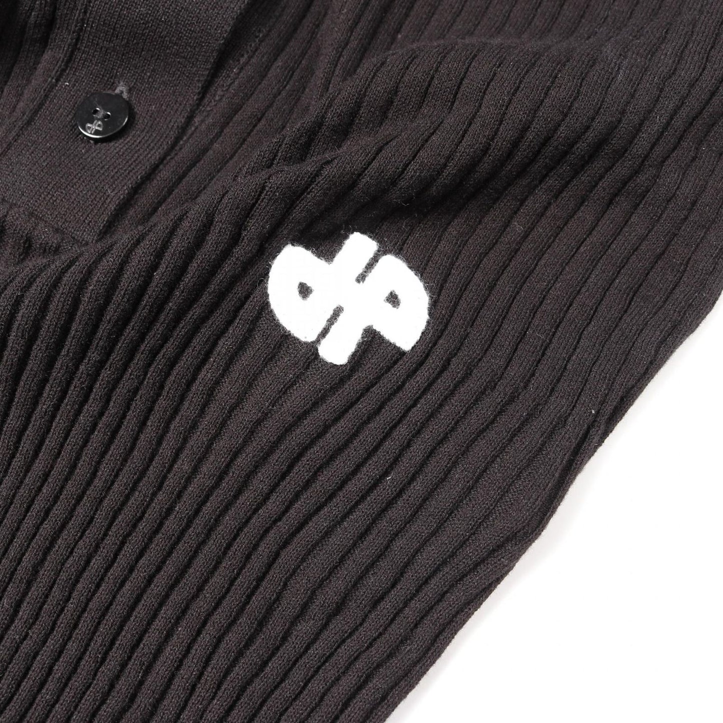 PATOU Black Cotton Knit Polo Shirt - Exquisite Elegance