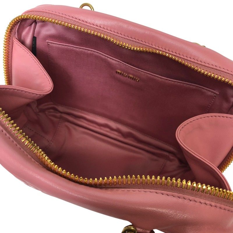 Miu Miu Logo-Embossed Chain Handbag in Pink with Gold Hardware