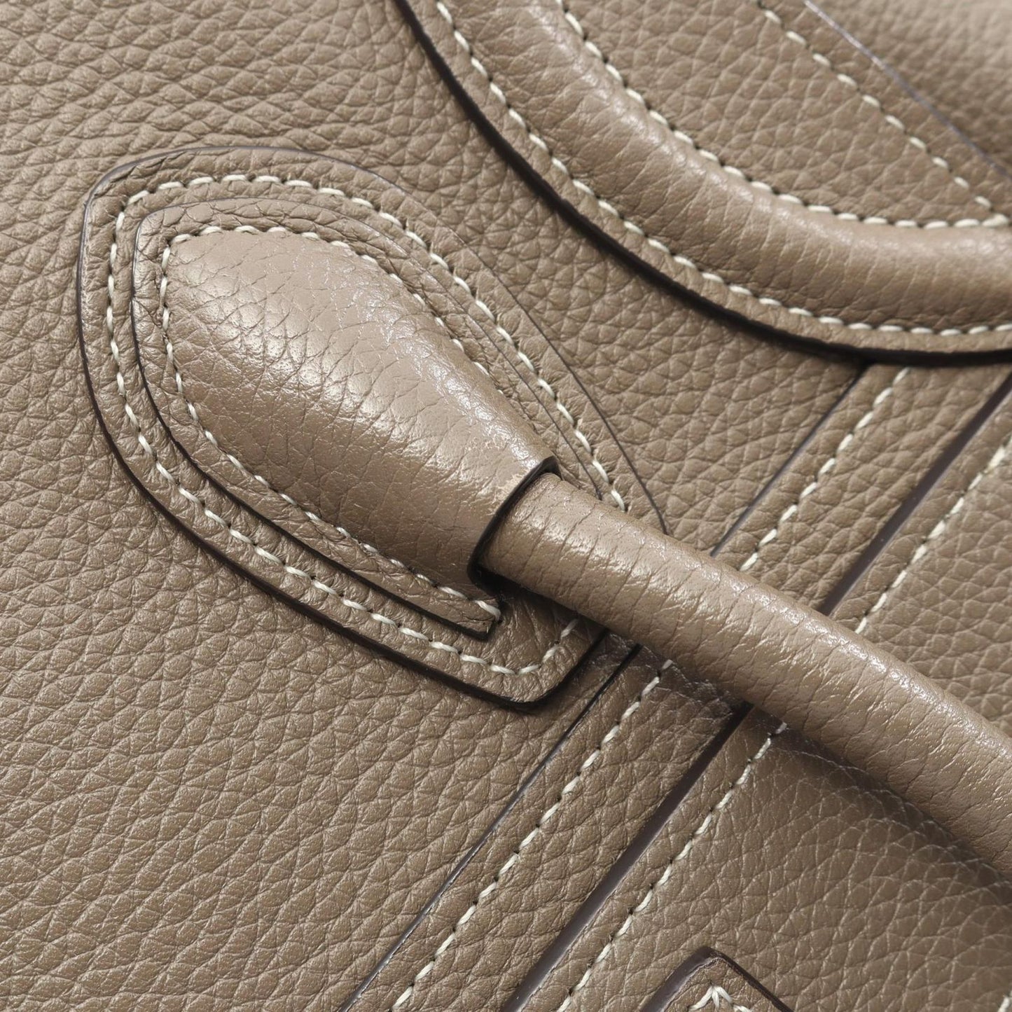 CELINE Luggage Nano Shopper Handbag in Etoupe Leather - Exquisite Craftsmanship