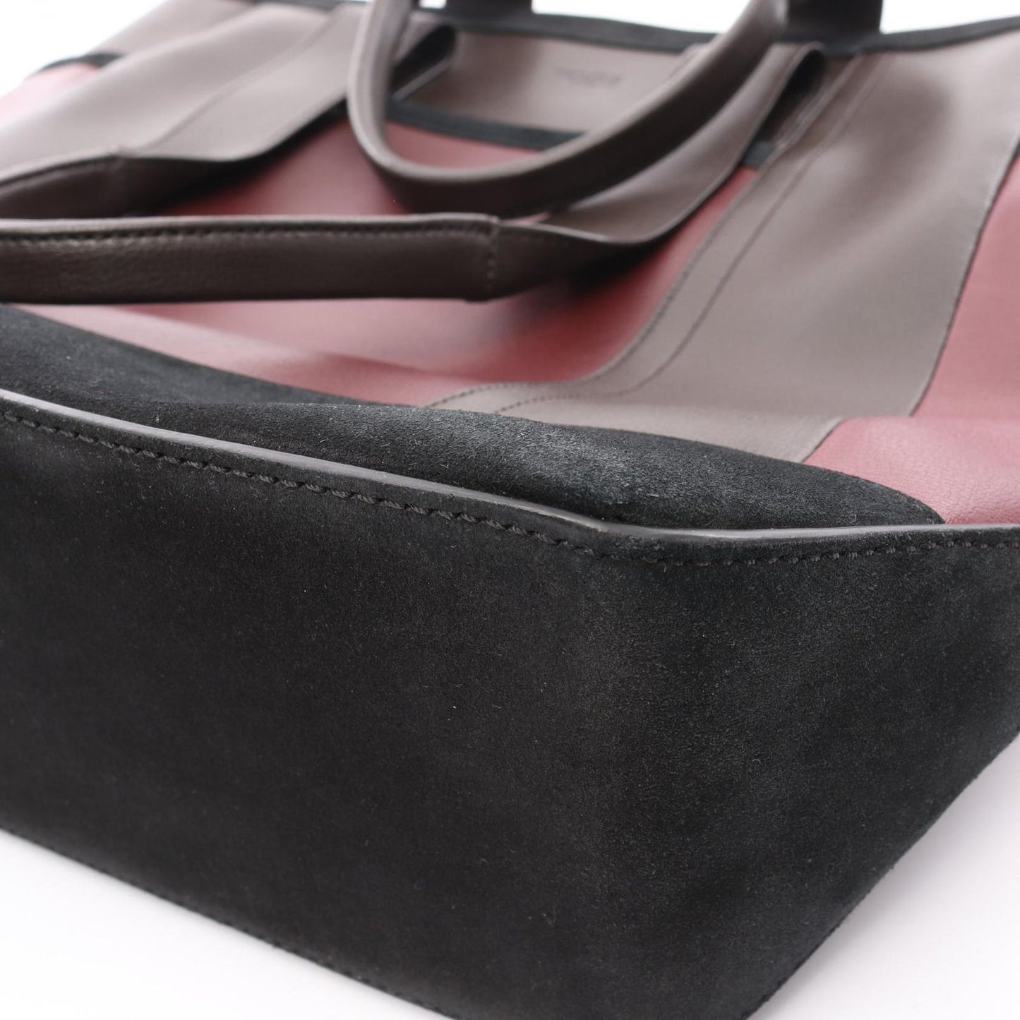 TOD'S Bordeaux & Dark Brown Leather Suede Tote Bag - Unisex