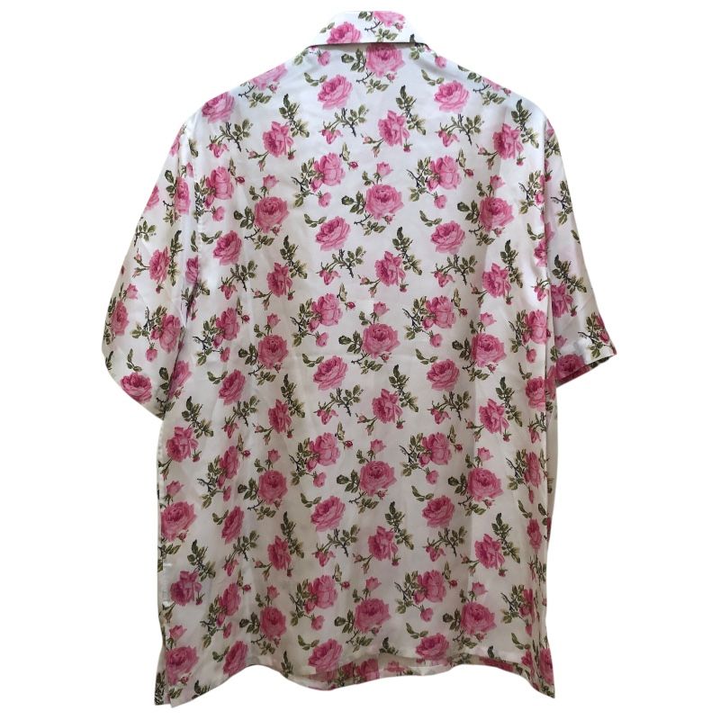 Christian Dior Floral Silk Short Sleeve Shirt - White, Size 39