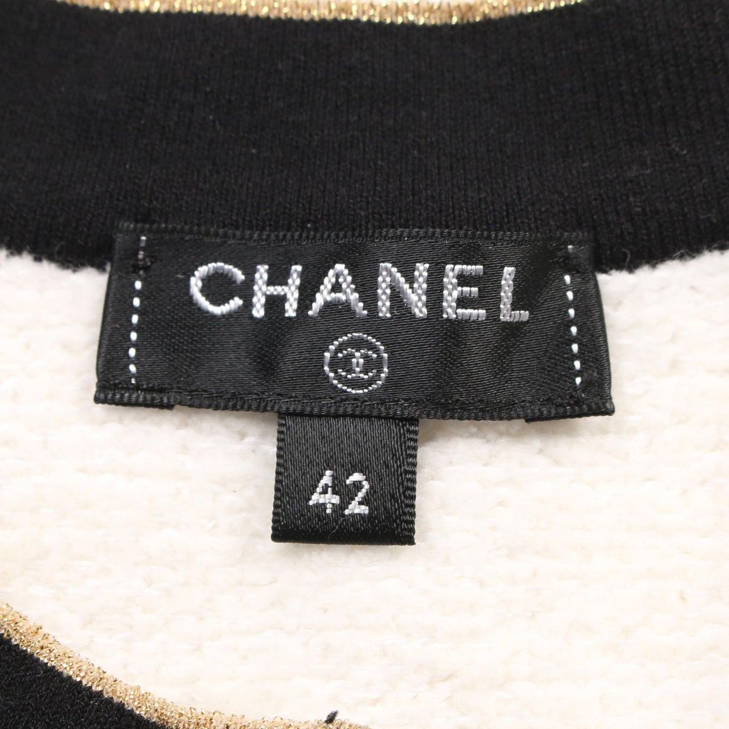 CHANEL Coco Mark Button Pile Dress in White/Black - Size 42