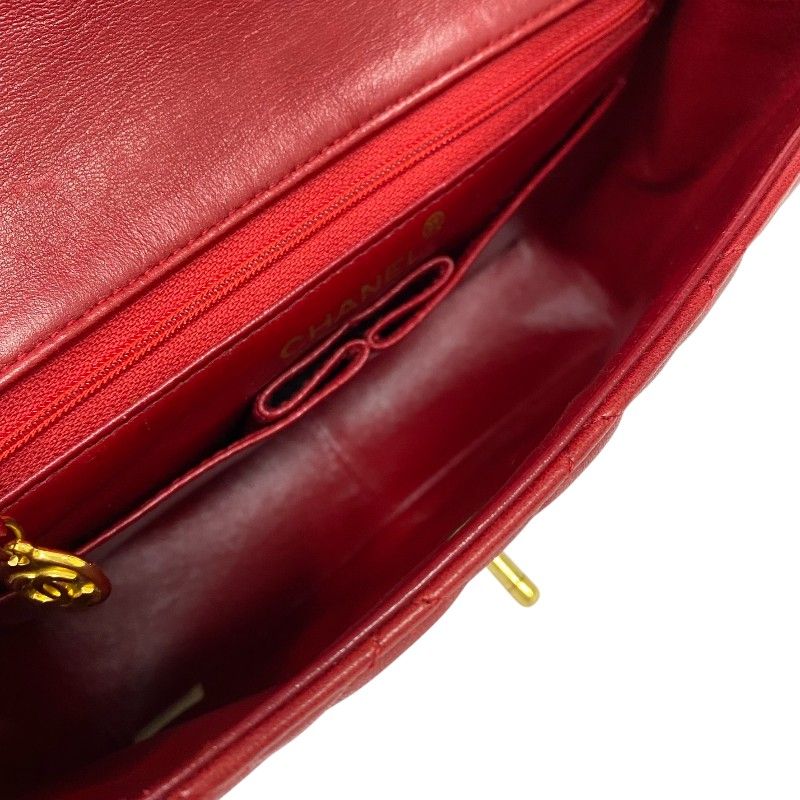 CHANEL Matelassé Chain Shoulder Bag in Red with Gold Hardware