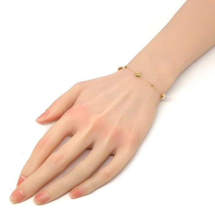 K18 Yellow Gold Round Ball Motif Bracelet - Exquisite Craftsmanship