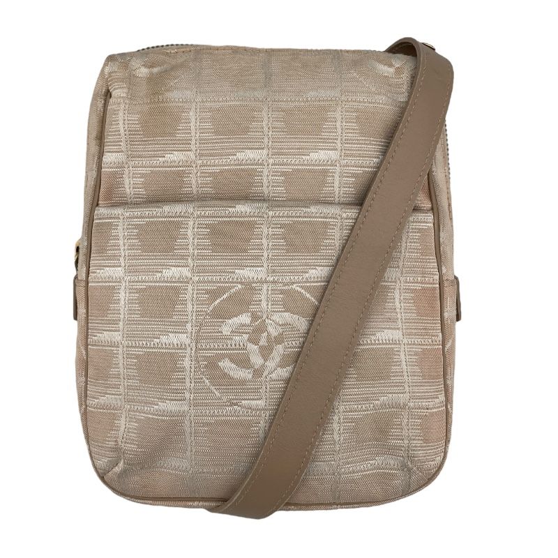 CHANEL Beige Nylon Jacquard New Travel Line Shoulder Bag
