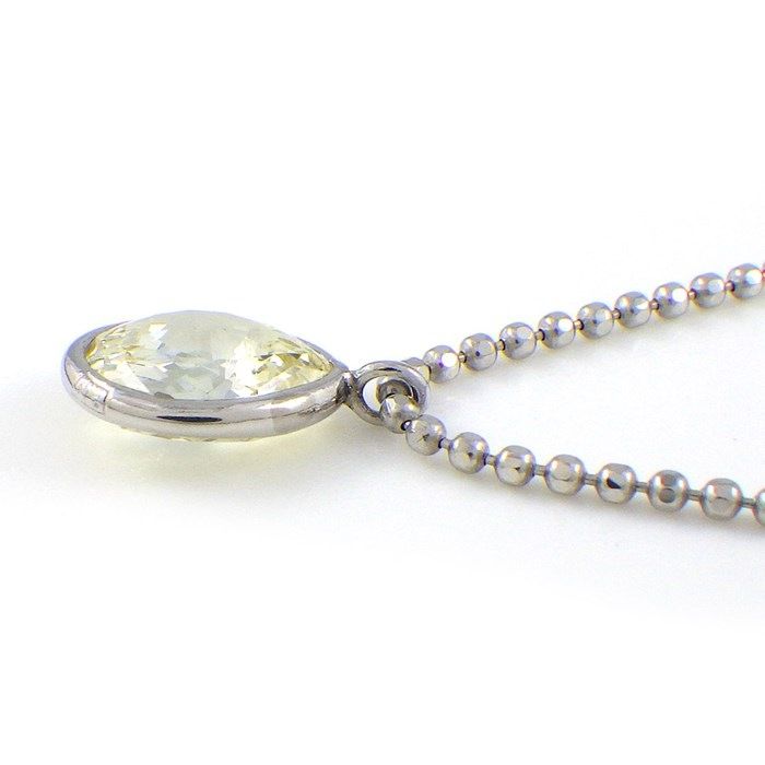 Exquisite Light Yellow Oval Diamond Necklace in Platinum