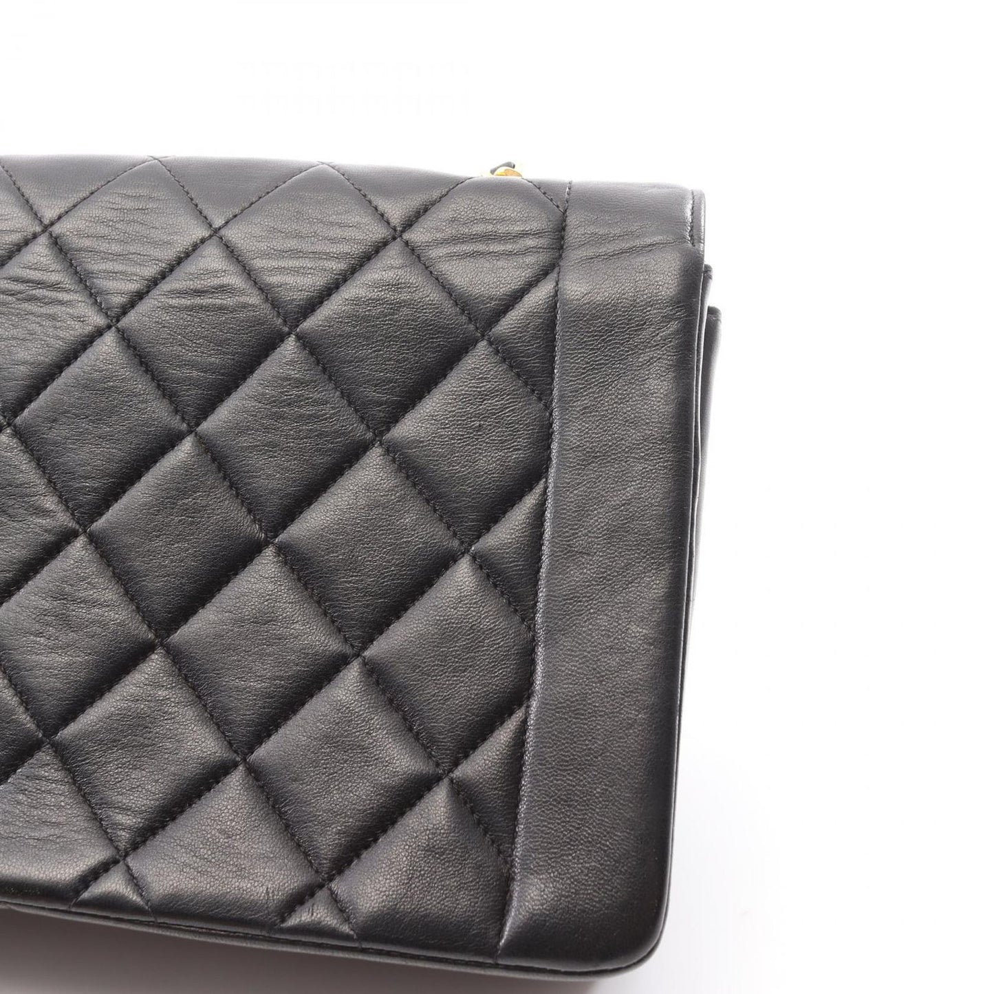 CHANEL Matelassé Diana Flap Shoulder Bag in Black Lambskin