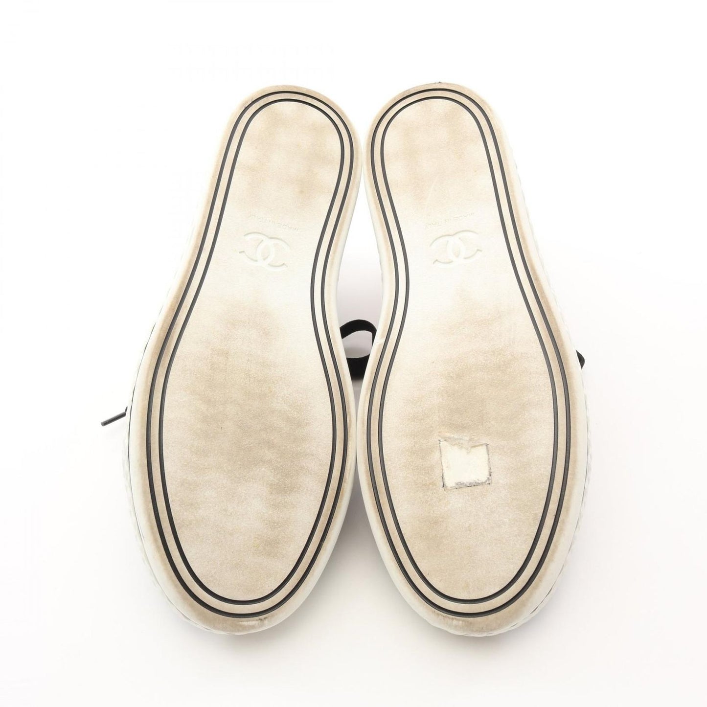 CHANEL Coco Mark High-Top Sneakers in Beige/Black Canvas & Leather