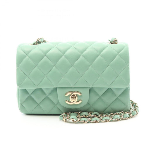 CHANEL Mini Matelassé 20 Shoulder Bag in Mint Green Lambskin