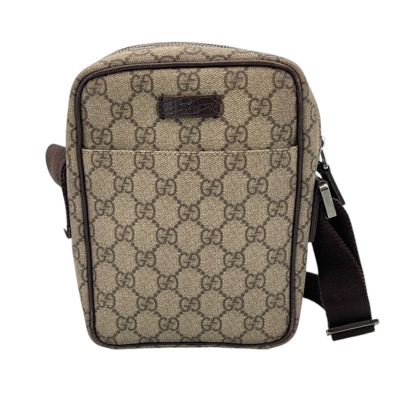 GUCCI GG Supreme Canvas & Leather Shoulder Bag - Beige