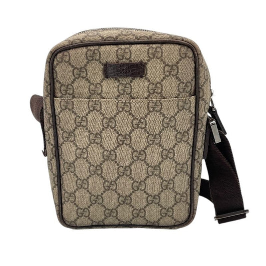 GUCCI GG Supreme Canvas & Leather Shoulder Bag - Beige