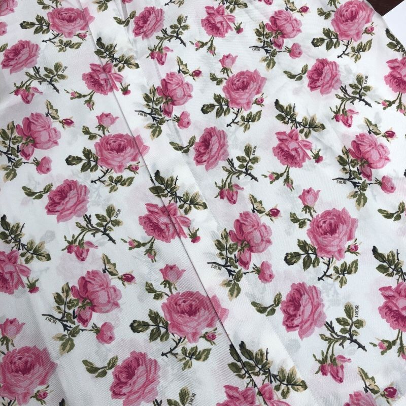 Christian Dior Floral Silk Short Sleeve Shirt - White, Size 39