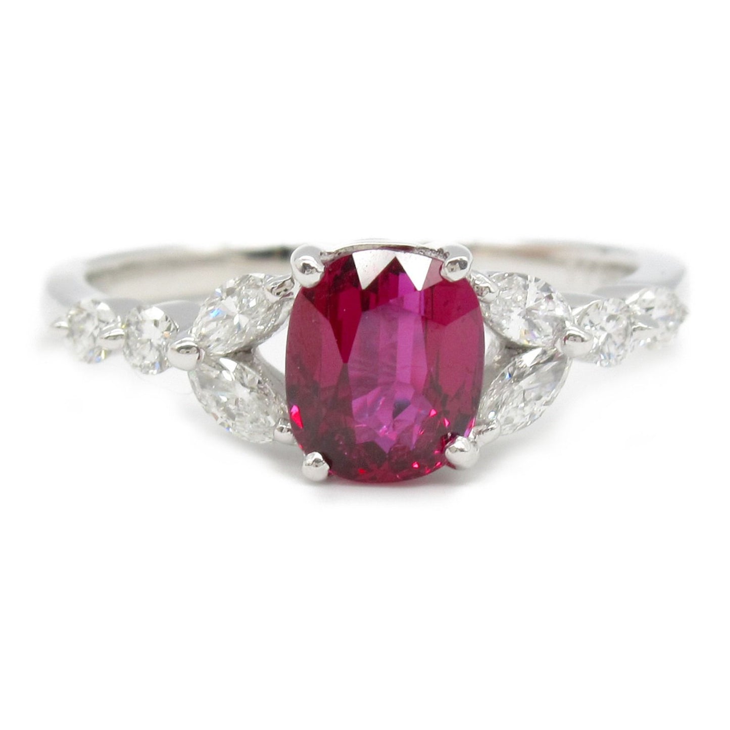 Exquisite Ruby and Diamond Ring in 18K White Gold