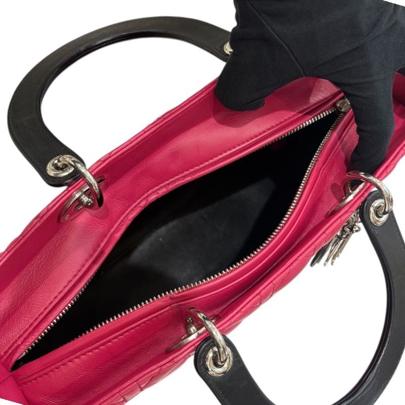 Christian Dior Lady Dior Large Handbag in Pink & Black